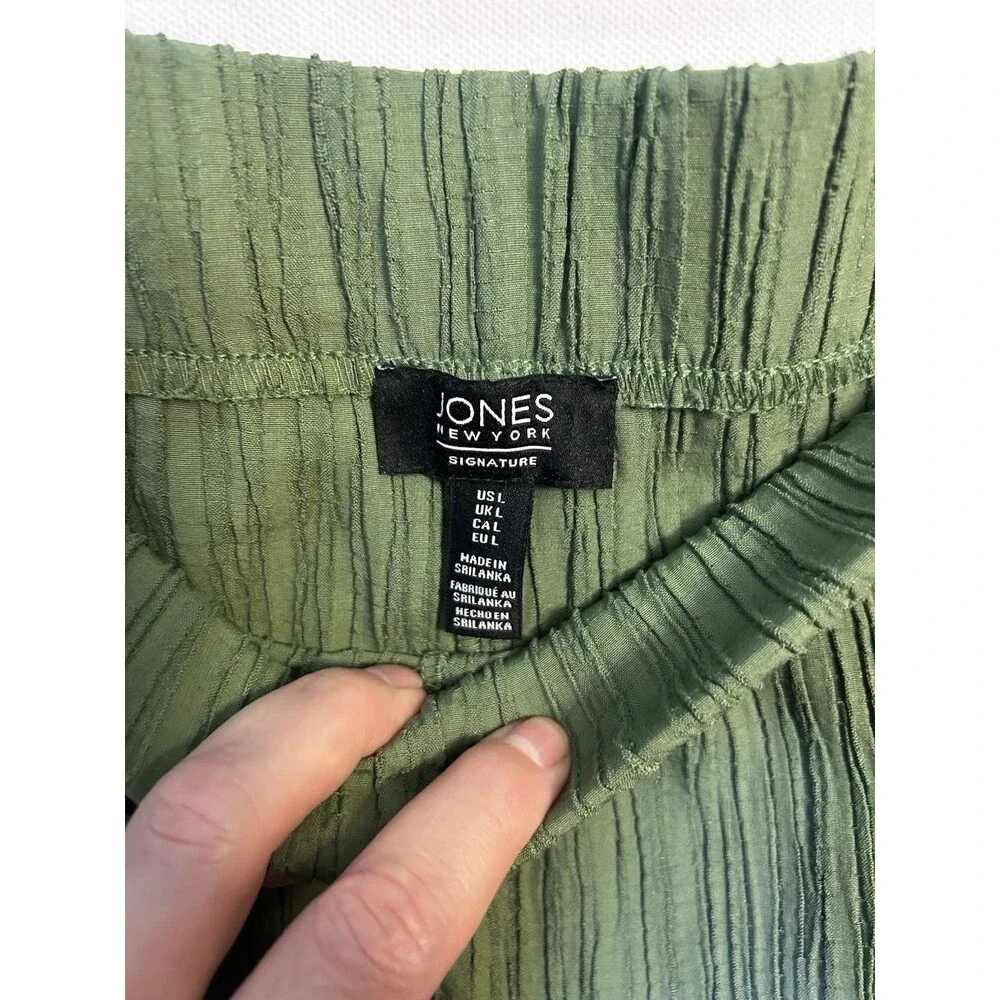 Jones New York Signature Green Textured Knit 2pc Set V-Neck Sleeveless L Texture